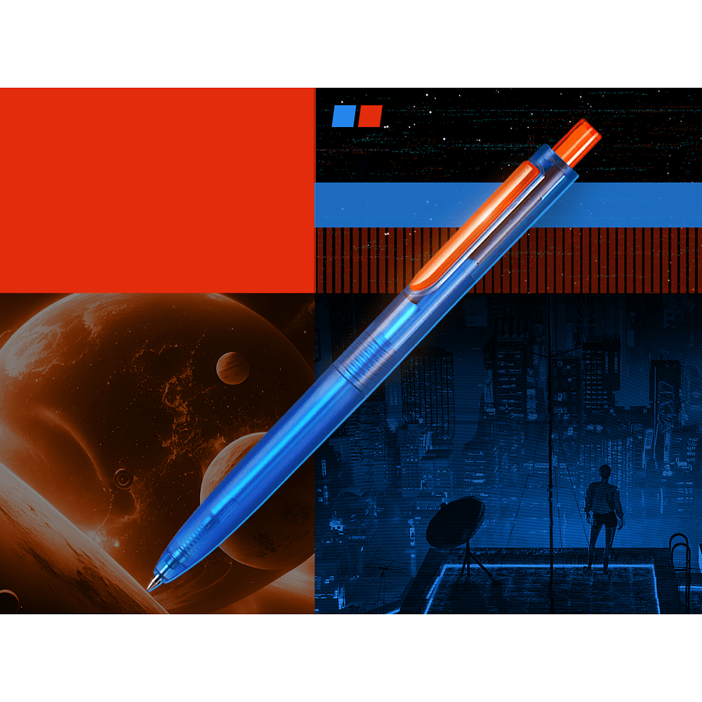 Ручка шариковая автоматическая "Space Up Cyber", 0,7 мм, синий, оранжевый, стерж. синий - 3