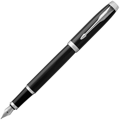 Ручка перьевая "Parker IM Black Lacquer CT", F, черный, серебристый, патрон синий