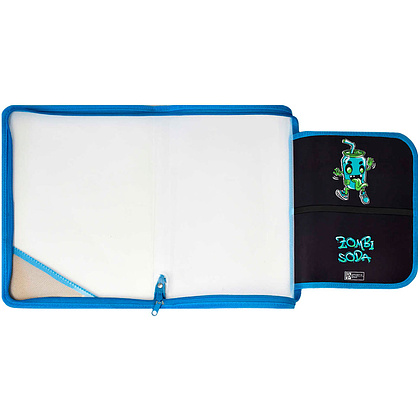 Папка для труда "Зомбо банка", А4, на молнии, голубой, черный - 5