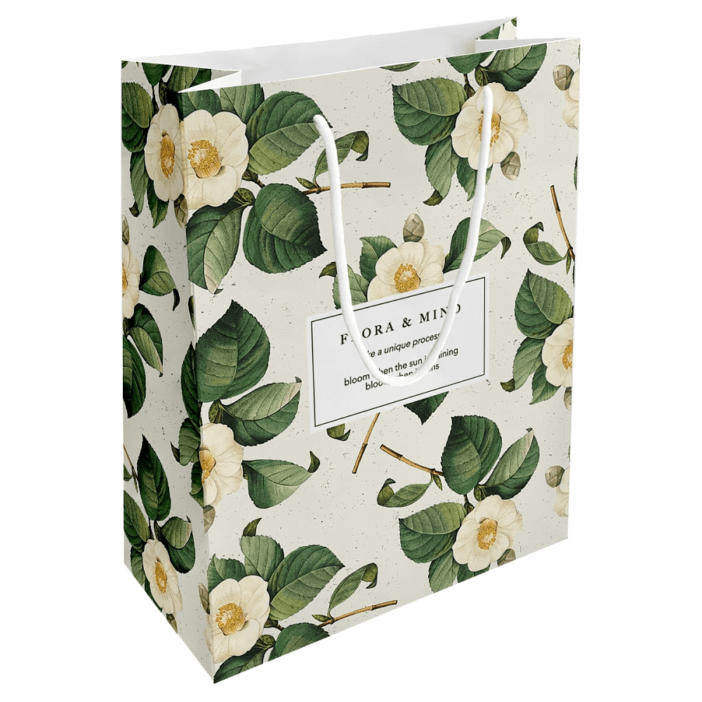 Пакет бумажный подарочный "Flora", 25х32х12 см, камелия