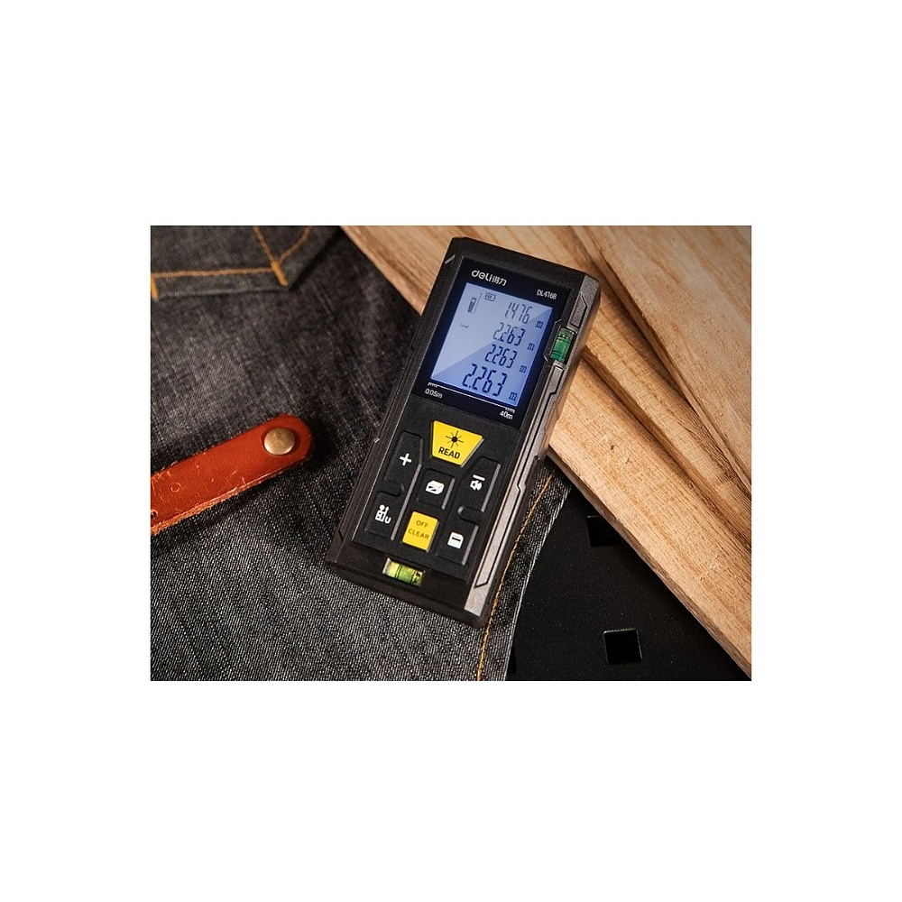 Дальномер лазерный Deli YS EDL4168, 60 м, желтый, черный - 7