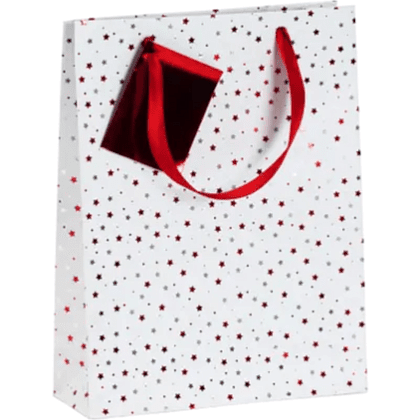 Пакет бумажный подарочный "Premium Santa2", 17x6x22 см, белый