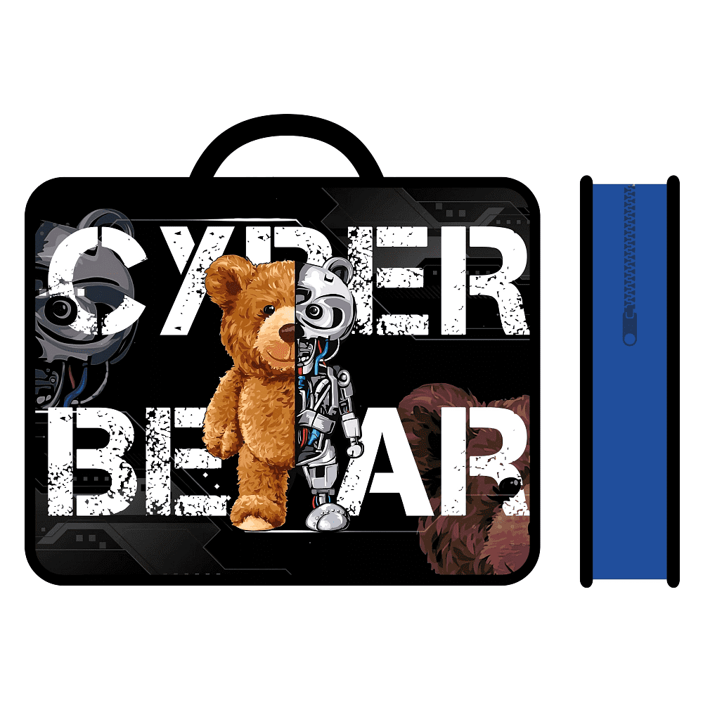 Папка для тетрадей "Cyber bear", А4, на молнии, пластик, черный
