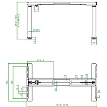 Каркас стола с эл. приводом одномоторный AOKE AK02YJYT-TY-A-F.WH (1075-1720)*600мм,aoke, цвет белый (Well Desk Evolution)