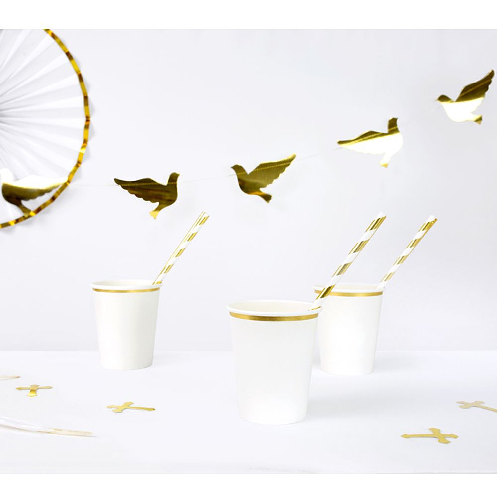 Стакан бумажный "KPP30-008", 6 шт, 260 мл, белый , золотистый - 5