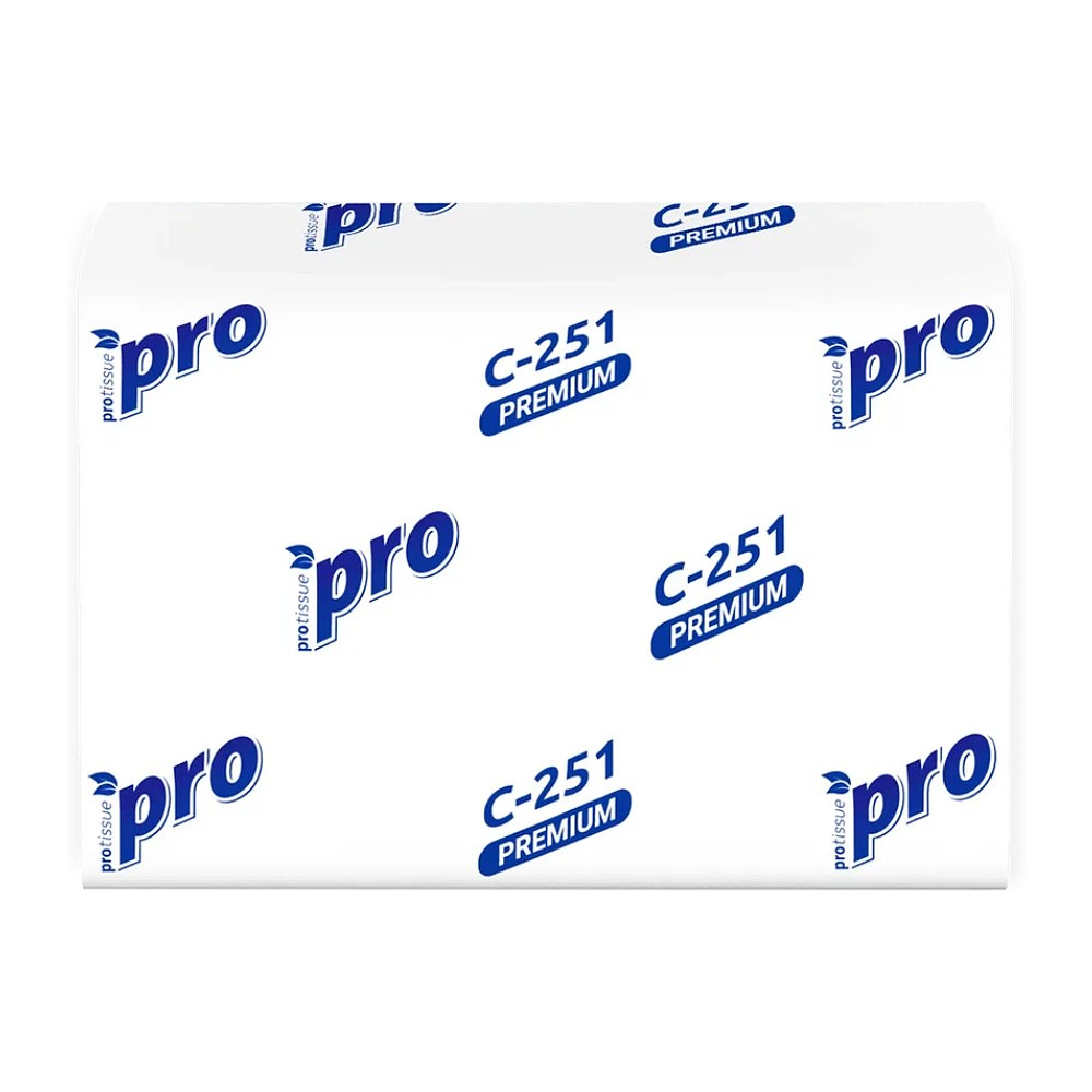 Салфетки бумажные PROtissue, 16х21см, 2 слоя, белый, 200 листов, 100% целлюлоза