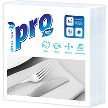 Салфетки бумажные PROtissue, 33х33см, 2 слоя, 1/8 - сложение, белый, 100 листов