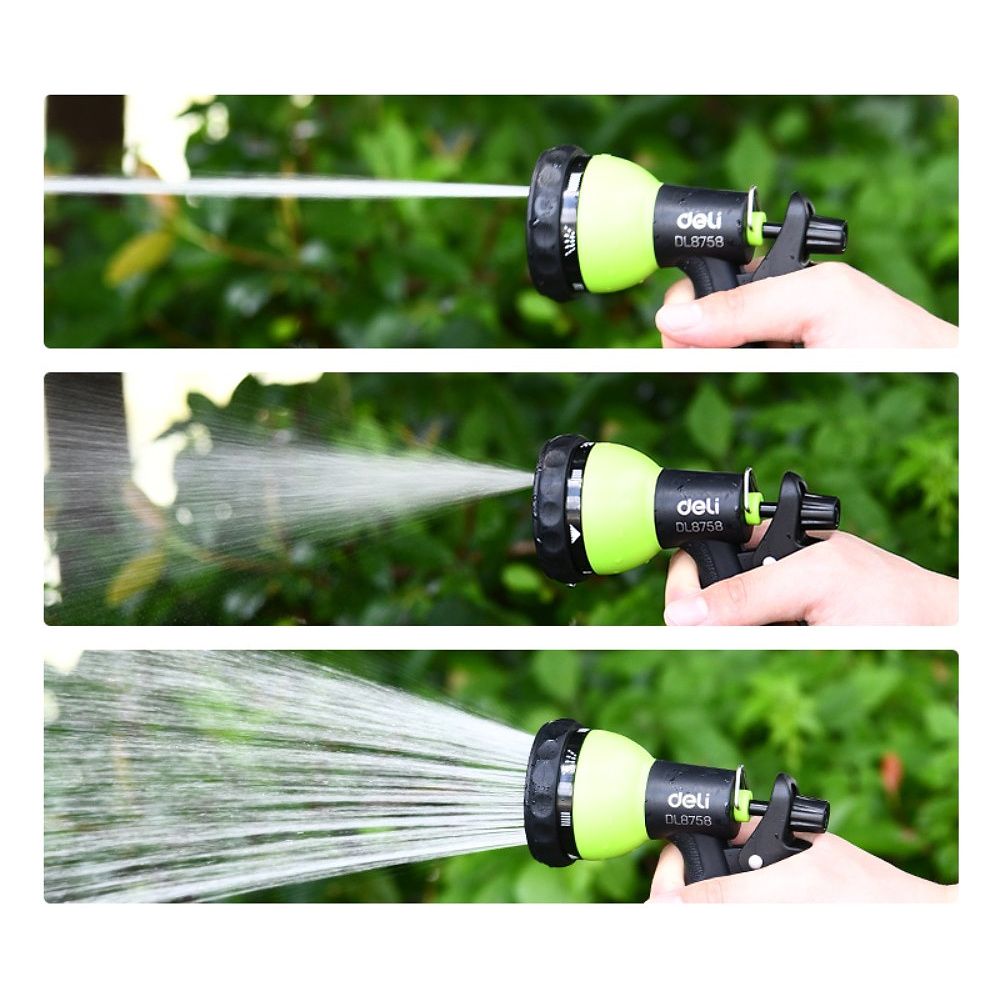 Пистолет-распылитель Deli GS EDL8758, 7 функций, быстросъем, фиксатор курка, черный, зеленый - 8