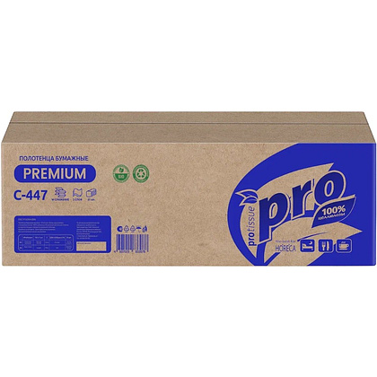 Полотенца бумажные  PROtissue W - сложение, 200 листов, 2 слоя, 100% целлюлоза - 3