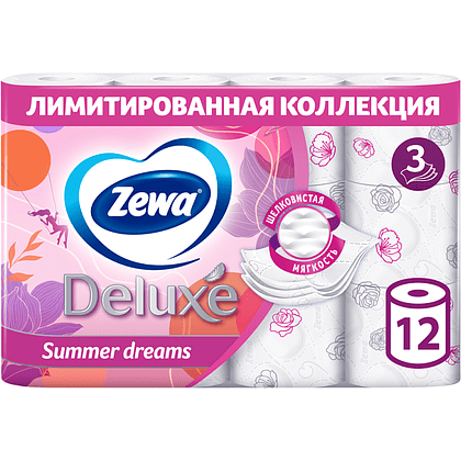 Бумага туалетная Zewa Deluxe 3 слоя, 12 рулонов - 3