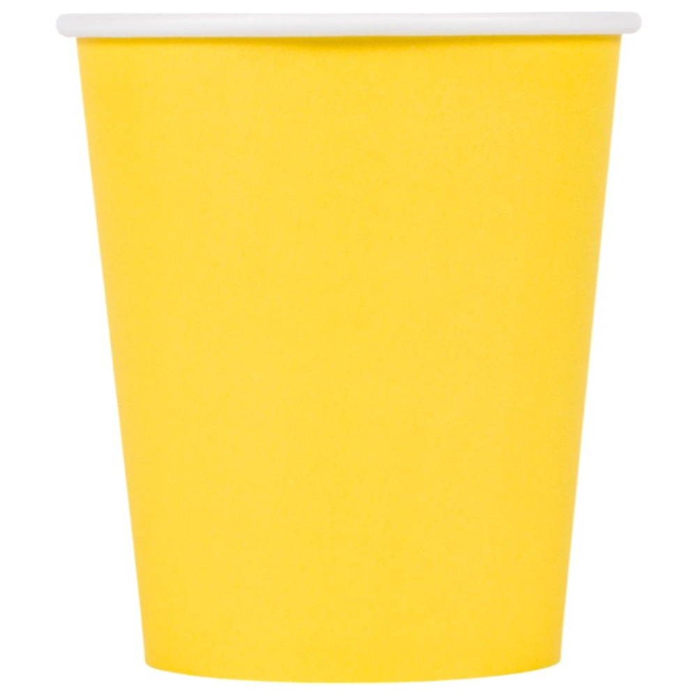 Стакан картонный 250 мл, 1 слой, 50 шт/упак, желтый