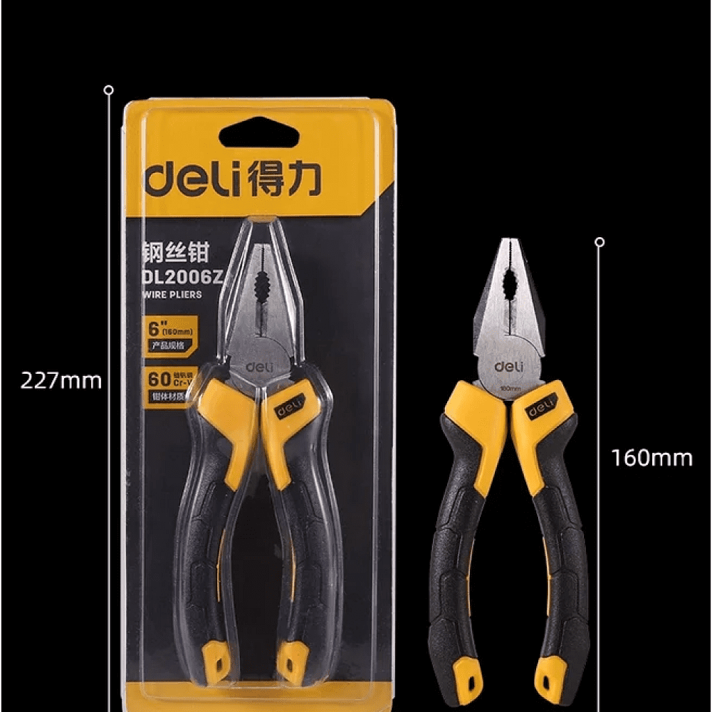 Плоскогубцы Deli YS EDL2006Z, 160 мм, 2-х компонентные рукоятки - 10