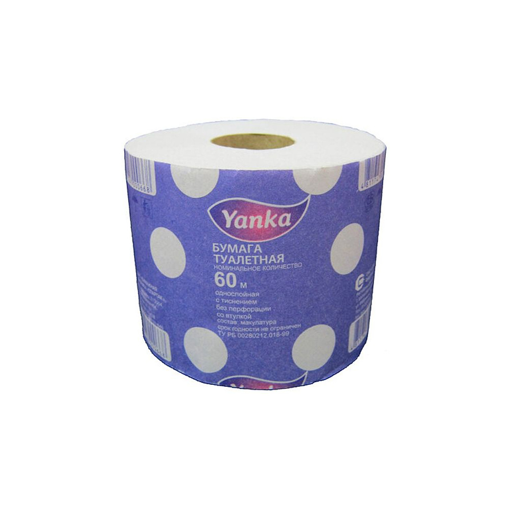 Бумага туалетная со втулкой, 60 м