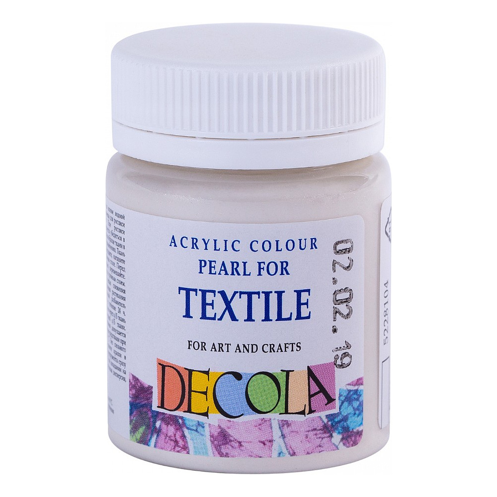 Краска акриловая по ткани перламутровая "Декола", 104 белая, 50 мл., банка