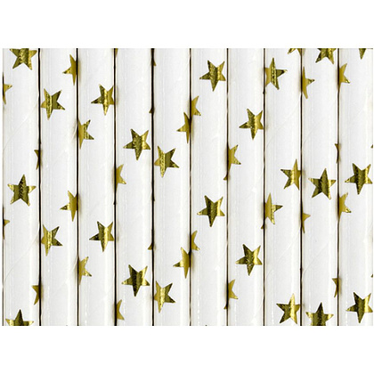 Трубочки бумажные, 19.5 см, 10 шт, золотистый