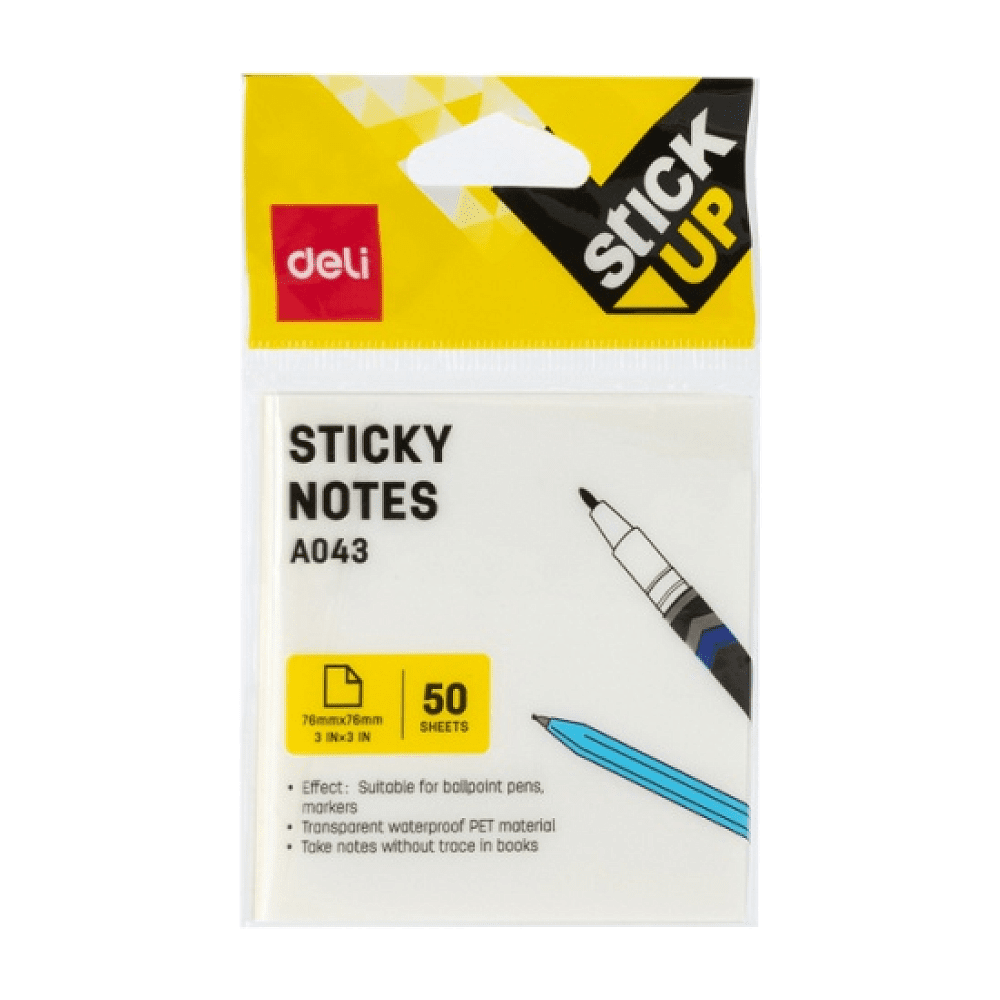 Бумага для заметок прозрачная "Deli", 76x76, 50 листов, белый