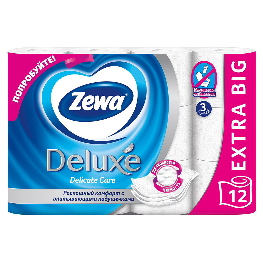 Бумага туалетная Zewa Deluxe 3 слоя, 12 рулонов - 3