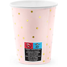 Стакан бумажный "Горошек", 6 шт, 260 мл, светло-розовый
