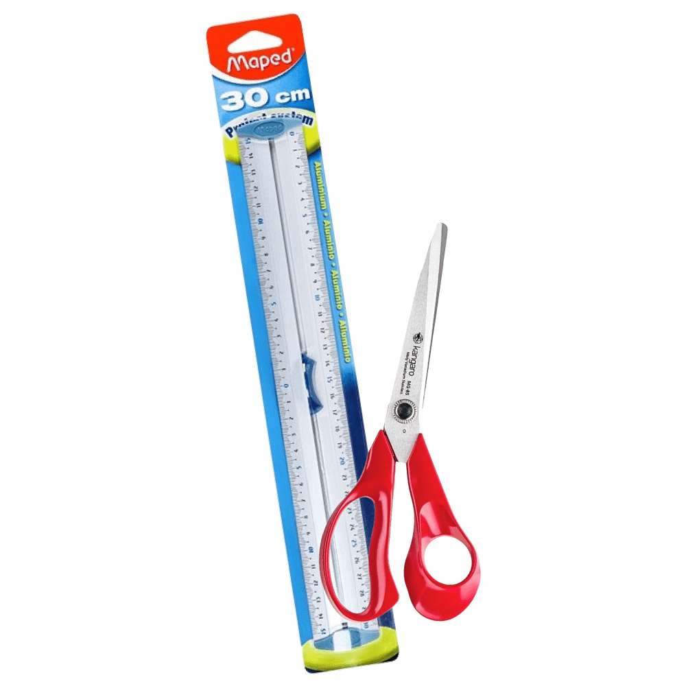 Набор линейка металлическая Maped "Aluminium" 30 см + ножницы Kangaro 21.6 см