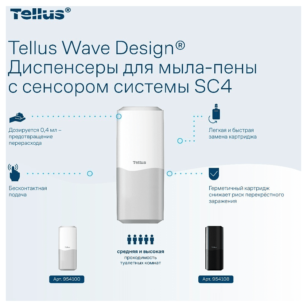 Мыло-пена Tellus Премиум, 1 л, ультрамягкое, SC4 - 6