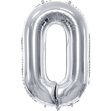 Шар фольгированный цифра "0", серебристый
