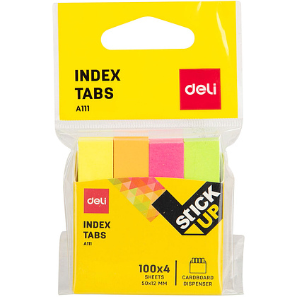 Закладки бумажные клейкие "Deli", 50x12 мм, 400 шт, ассорти