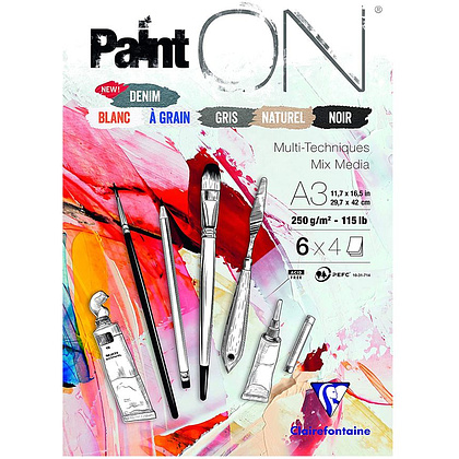 Блок-склейка "Paint'On", А3, 250 г/м2, 24 листа ассорти