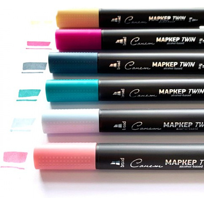 Маркер перманентный "Сонет Twin Brush", черный - 6