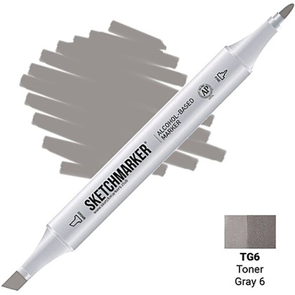 Маркер перманентный двусторонний "Sketchmarker", TG6 серый тонированный №6