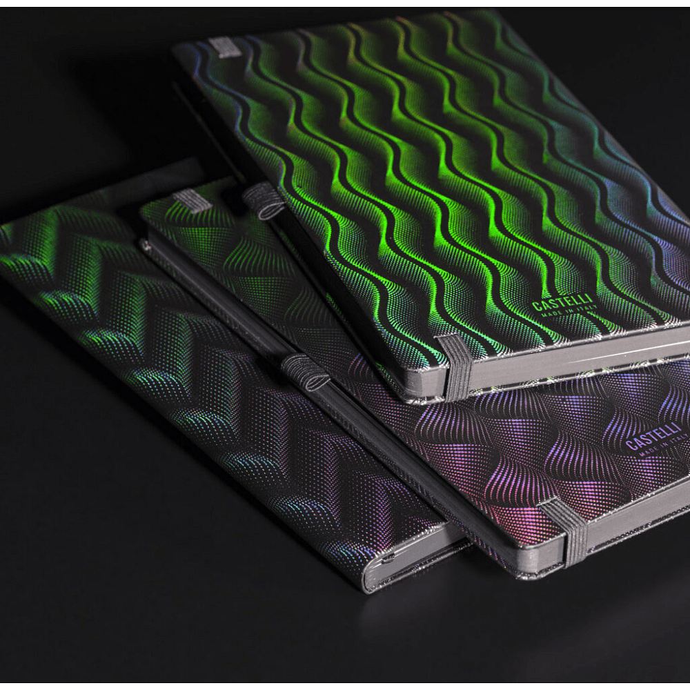Блокнот "Optical snake", А5, 96 листов, линейка, на резинке, черный голографический - 7