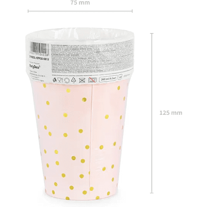 Стакан бумажный "Горошек", 6 шт, 260 мл, светло-розовый - 3