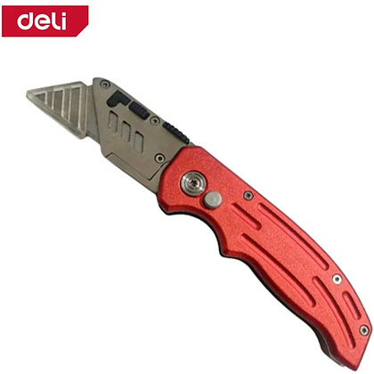Нож строительный складной Deli RS EDL040, трапеция, 19T, красный - 15