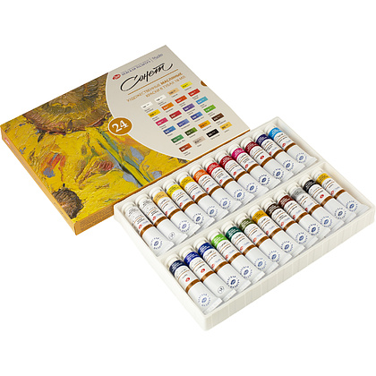 Краски масляные "Сонет", набор 24 цвета, 18 мл, тубы - 5