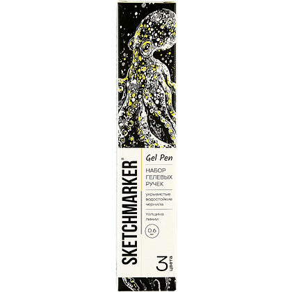 Набор ручек капиллярных "Sketchmarker", 3 шт, белый, золото, серебро