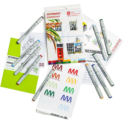 Набор маркеров перманентных двусторонних "Sketchmarker Starter", 10 шт. - 2