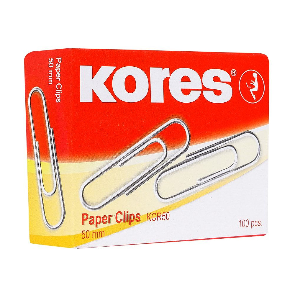 Скрепки "Kores", 50 мм, 100 шт, серебристый