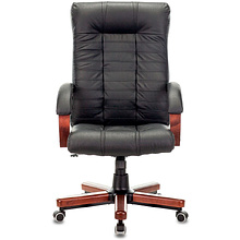 Кресло для руководителя "Бюрократ KB-10", кожа, металл, дерево, черный