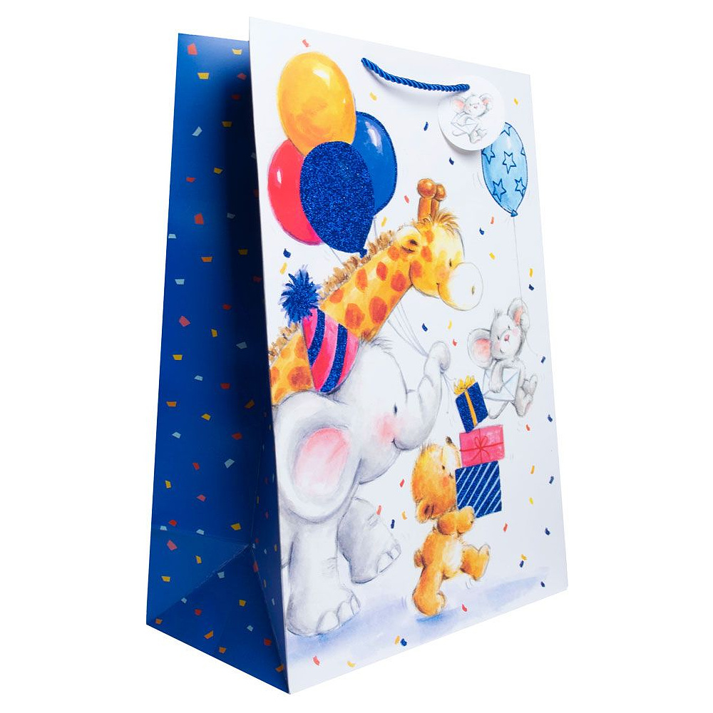Пакет бумажный подарочный "Зверята", 33x45.7x17 см, ассорти - 2