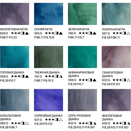 Краски акварельные "Белые ночи грануляция", 12 цветов, кюветы - 6