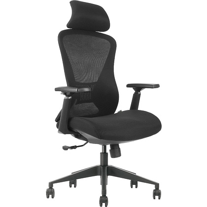 Кресло для руководителя EVOLUTION "OFFICE COMFORT", ткань, сетка, пластик, черный