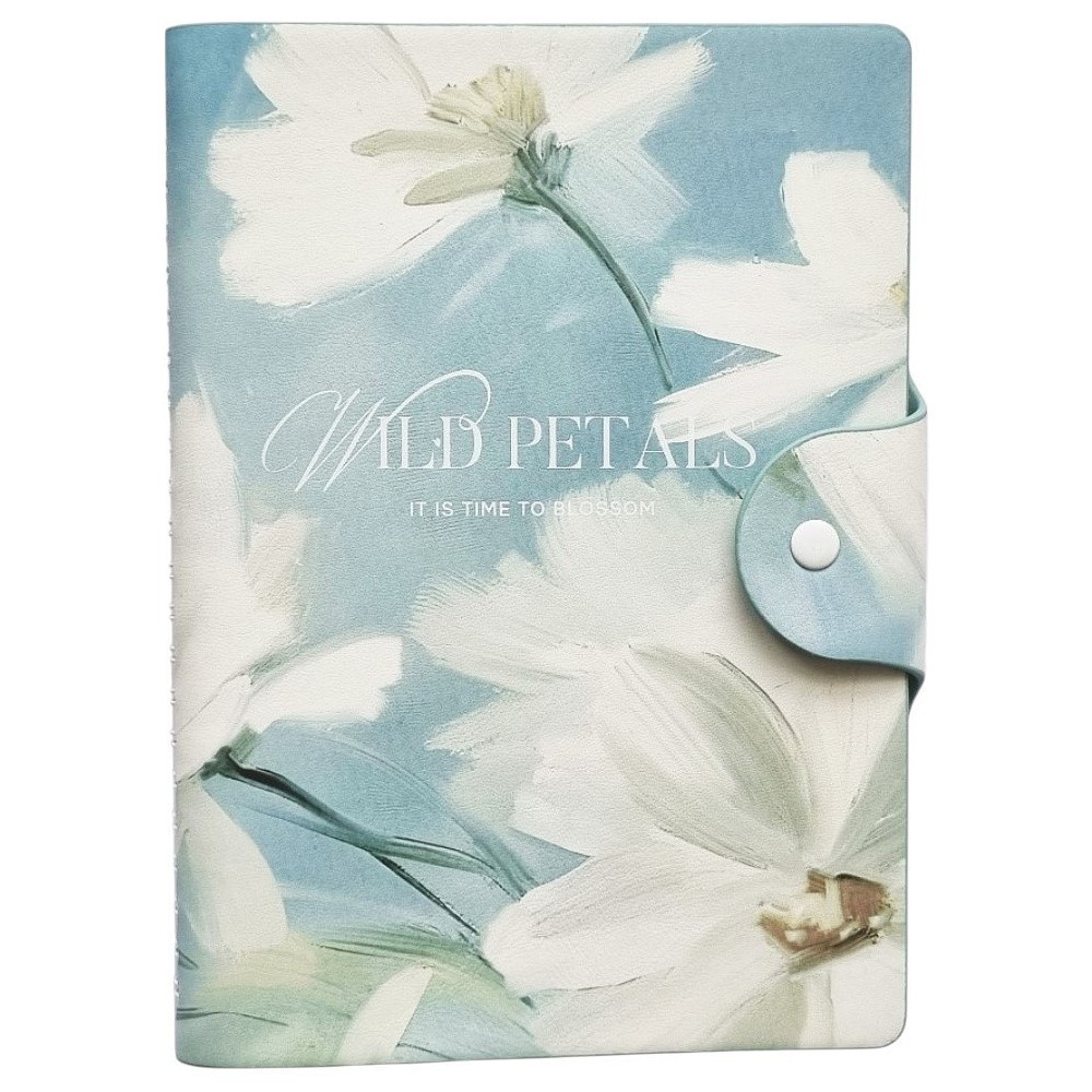 Блокнот "Лепестки", А5, 96 листов, в клетку, на кнопке, голубой
