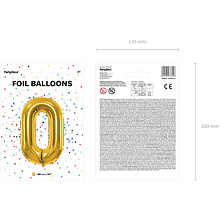 Шар фольгированный цифра "0", золотистый