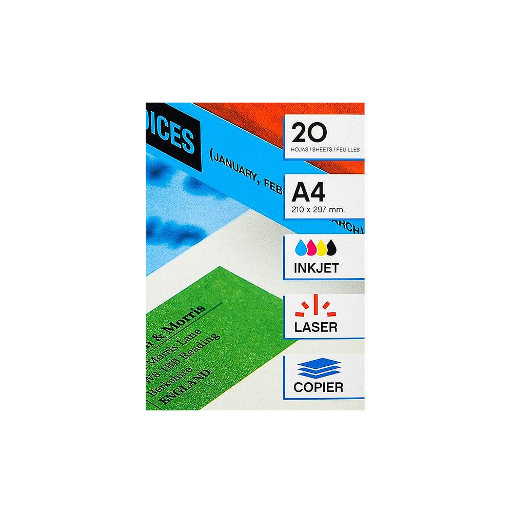 Самоклеящиеся цветные этикетки универсальные "Apli", 210x297 мм, 20 листов, 1 шт, красный - 2