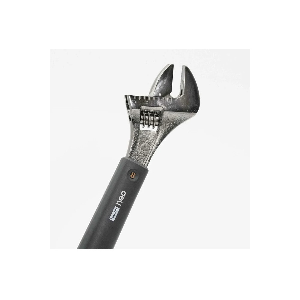 Ключ разводной Deli HS EHT1508, 210 мм, раскрытие губок 0-28 мм, Soft Touch, черный - 7
