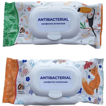 Салфетки влажные гигиенические антибактериальные с клапаном, с растительными экстрактами, 120 шт