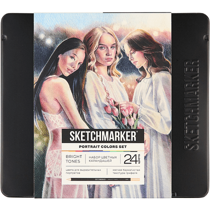 Карандаши цветные "Sketchmarker Портрет", набор 24 цвета, жестяной пенал - 5