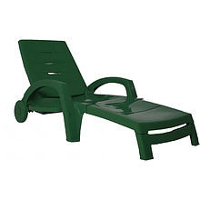 Шезлонг складной на колесах, пластик, темно-зелёный