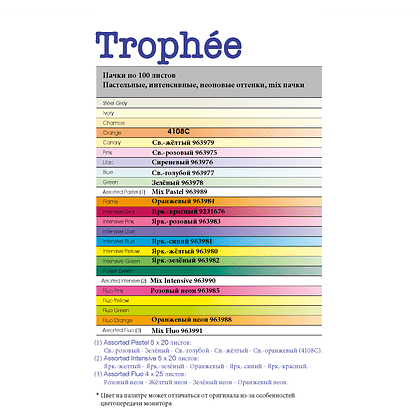 Бумага цветная "Trophée", А4, 100 листов, 80 г/м2, сиреневый - 2