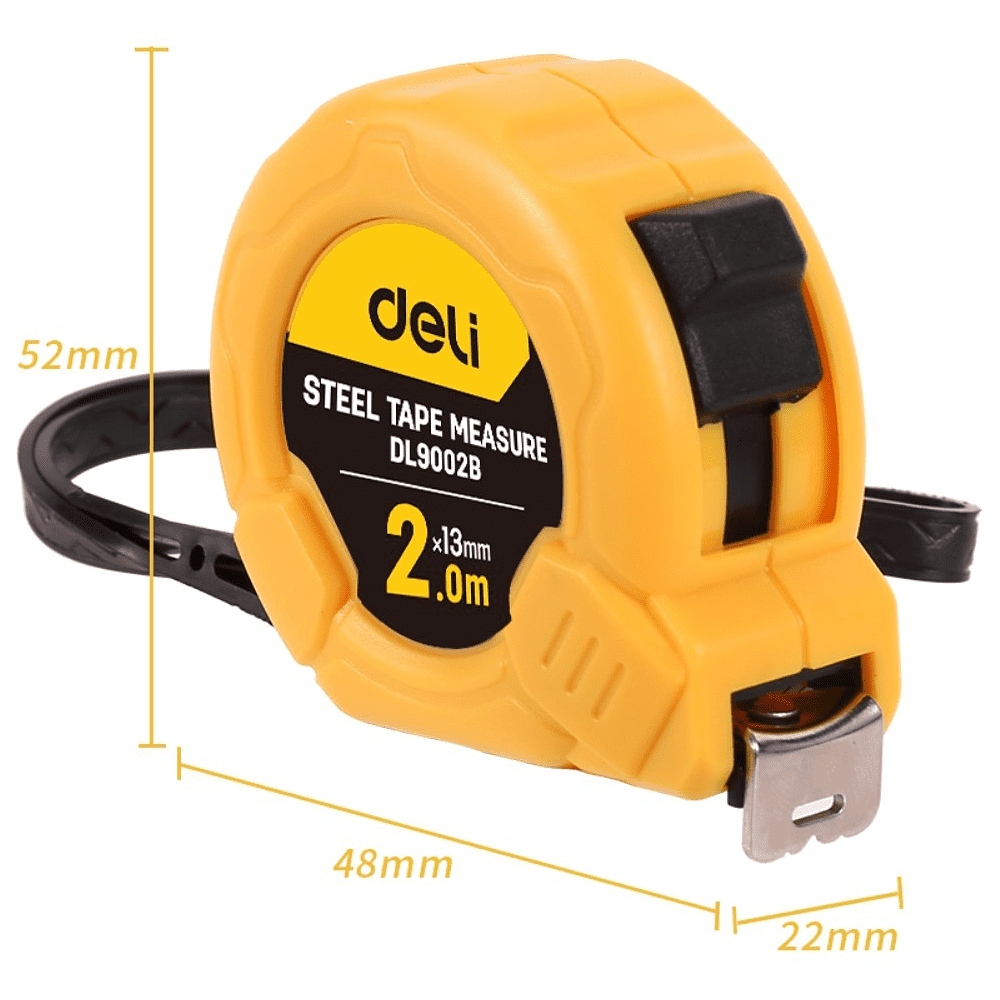 Рулетка Deli YS EDL9002B, 2 м х 13 мм, желтый, черный - 3