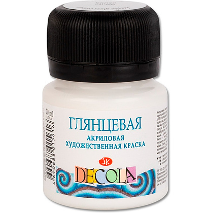 Краска акриловая глянцевая "Декола", 104 белая, 20 мл., банка